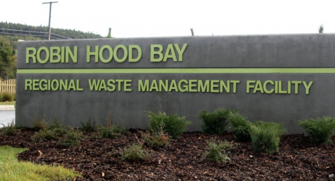 Entrance sign for the Robin Hood Bay Waste Management Facility.